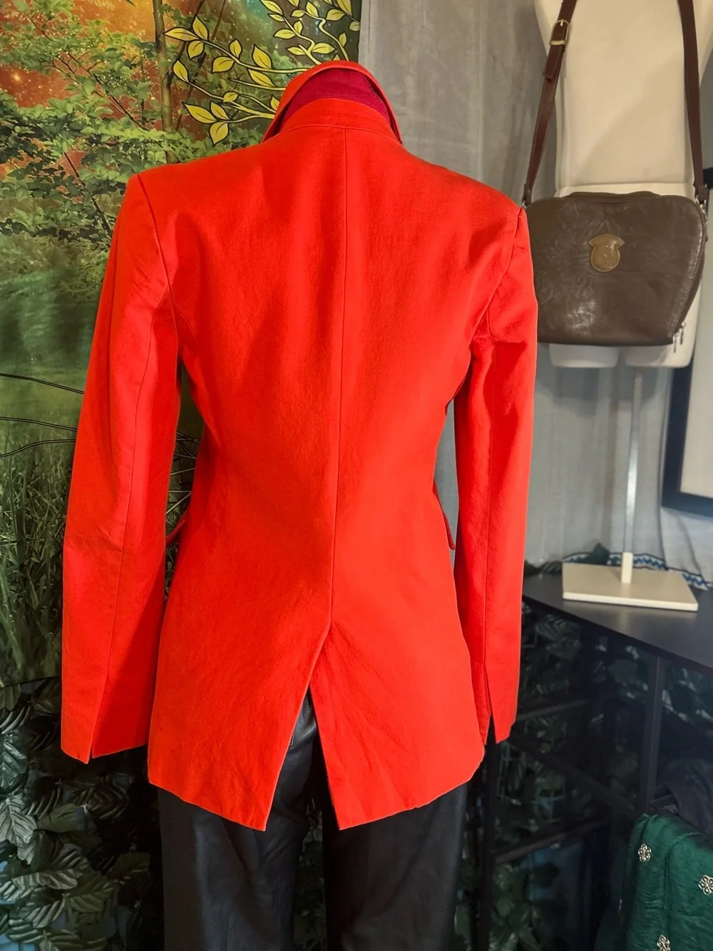 Derek Lam Vibrant Orange/Red Single-Button Lined Blazer w Pockets: EC - Picture 4 of 10